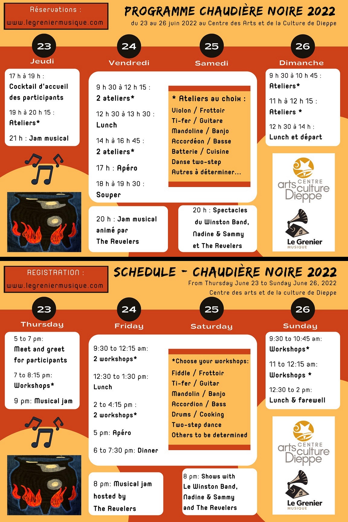 Schedule Programme Chaudière Noire 2022